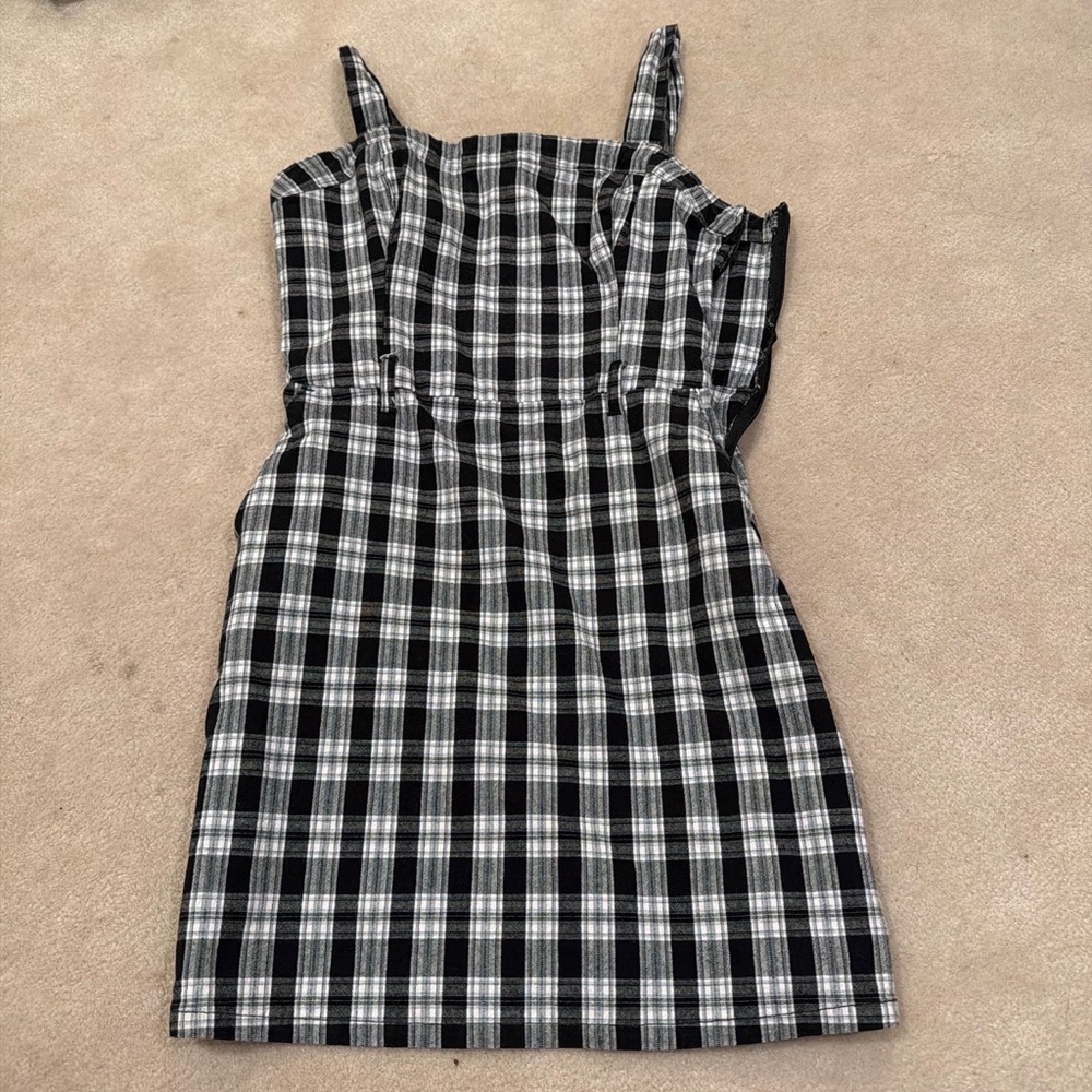 Hollister Black and White Plaid Mini Dress